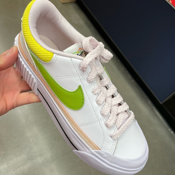 NIKE WOMENS COURT LEGACY LIFT SNEAKER - Lime - Picture 2 of 7